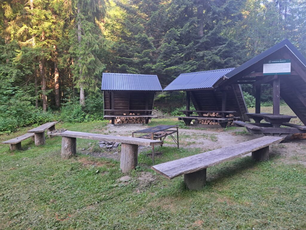 Wiaty przy parkingu na Wielkiej Polanie